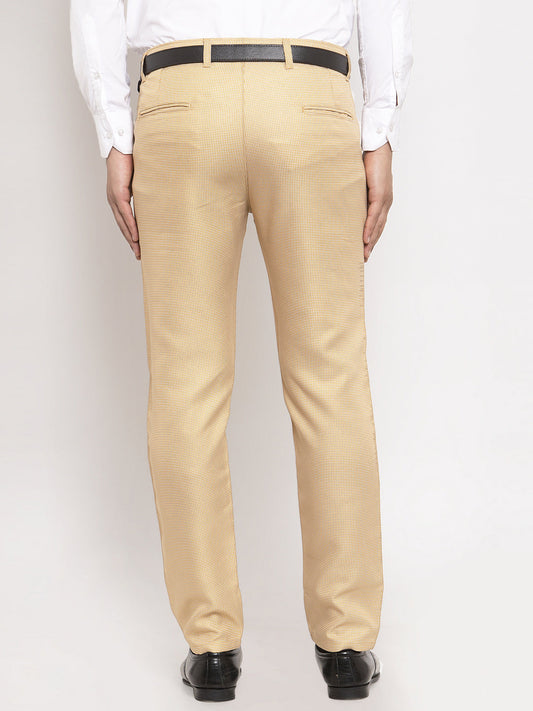 Jainish Men's Gold Cotton Polka Dots Formal Trousers ( GP 257Golden ) | Swadesiicart
