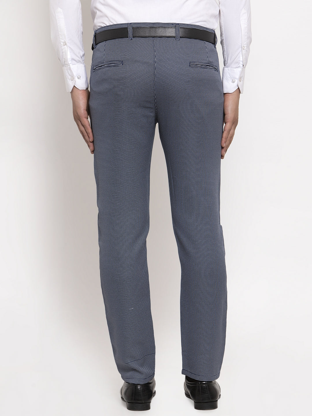 Jainish Men's Navy Cotton Polka Dots Formal Trousers ( GP 257Navy-Blue ) | Swadesiicart