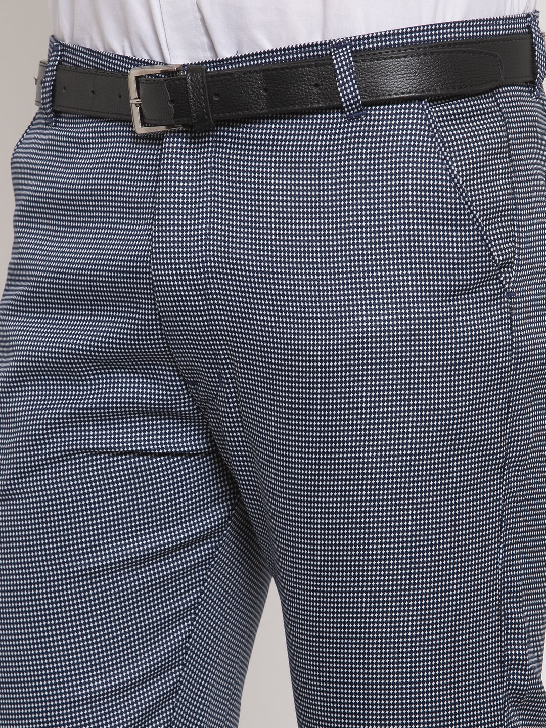 Jainish Men's Navy Cotton Polka Dots Formal Trousers ( GP 257Navy-Blue ) | Swadesiicart