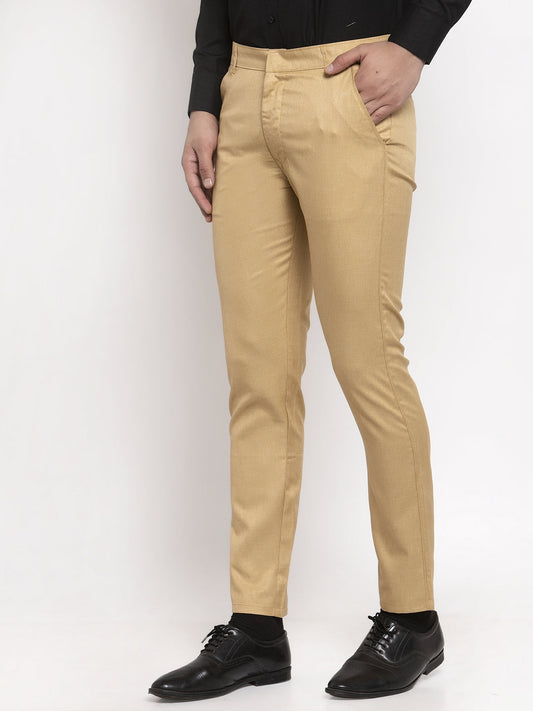 Jainish Men's Beige Cotton Solid Formal Trousers ( FGP 258Beige ) | Swadesiicart