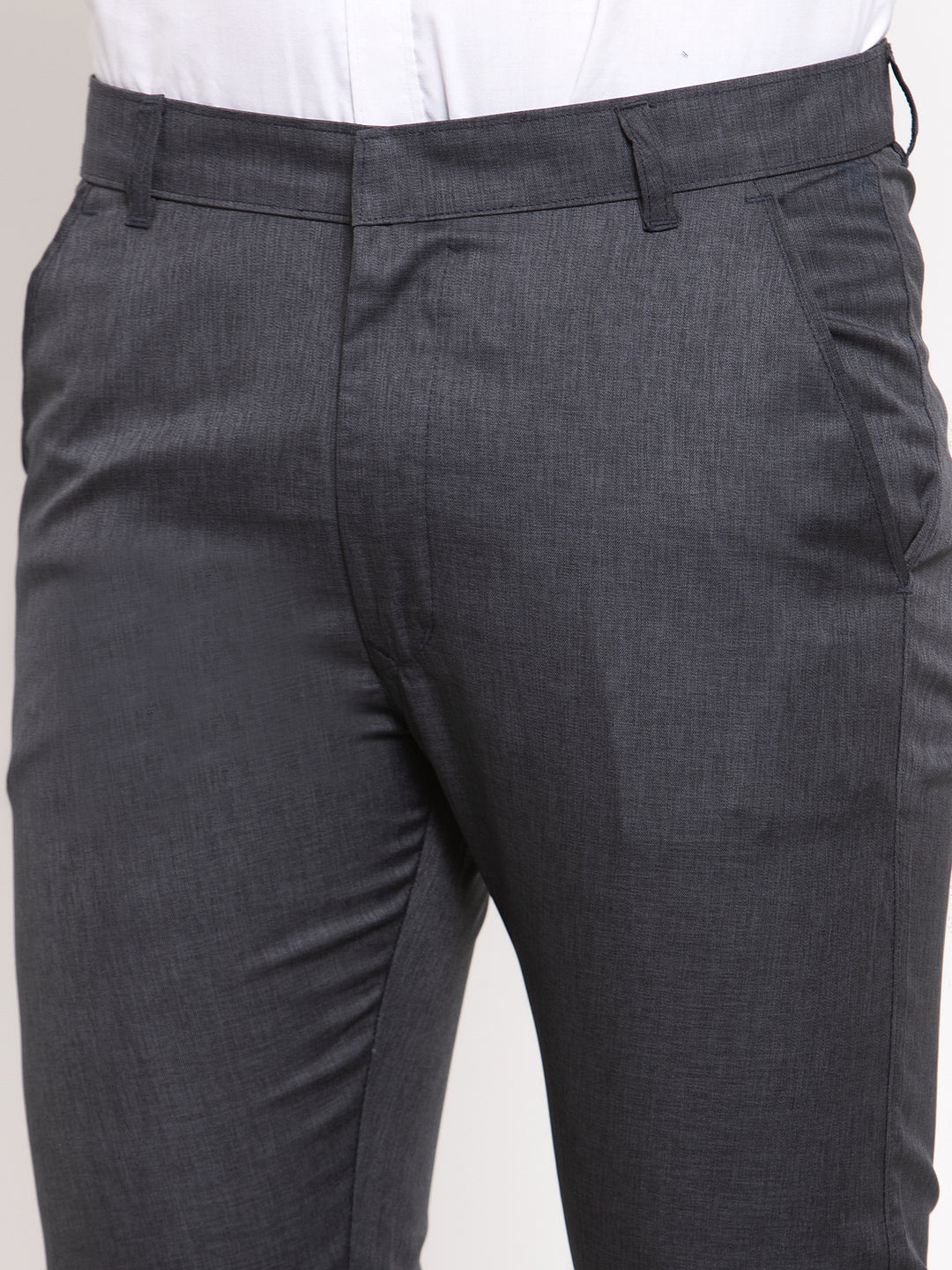 Jainish Men's Black Cotton Solid Formal Trousers ( FGP 258Charcoal ) | Swadesiicart