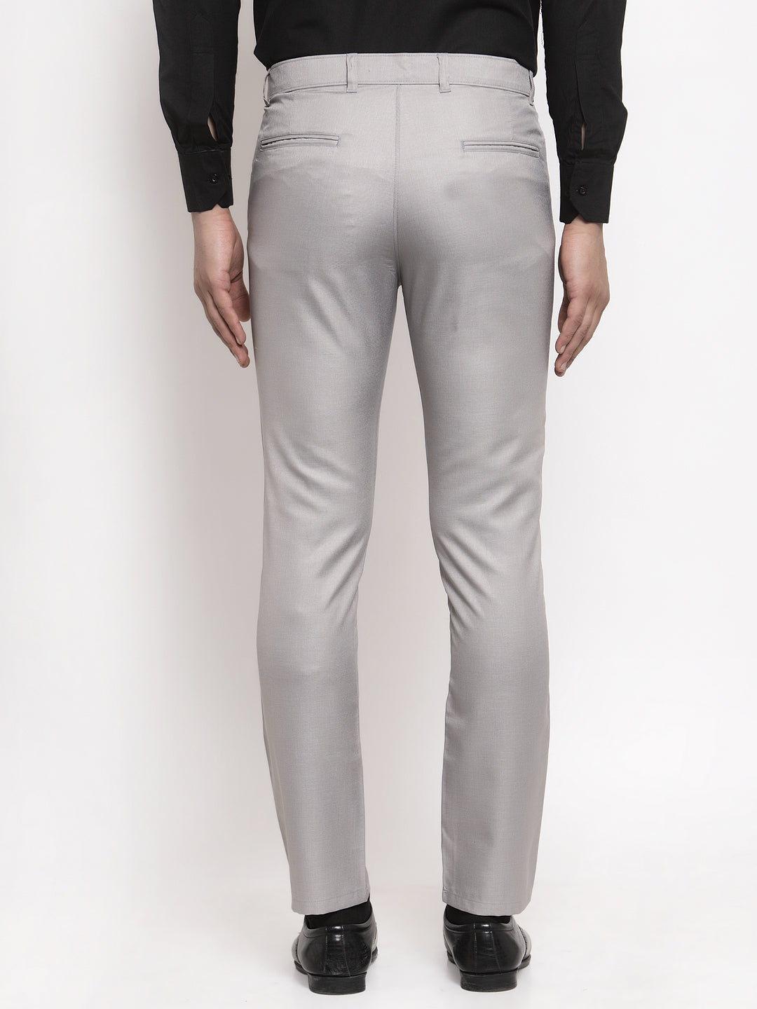 Jainish Men's Grey Cotton Solid Formal Trousers ( FGP 258Light-Grey ) | Swadesiicart