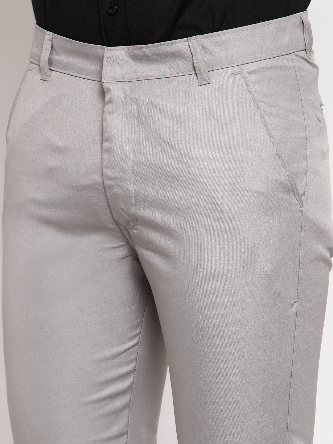 Jainish Men's Grey Cotton Solid Formal Trousers ( FGP 258Light-Grey ) | Swadesiicart