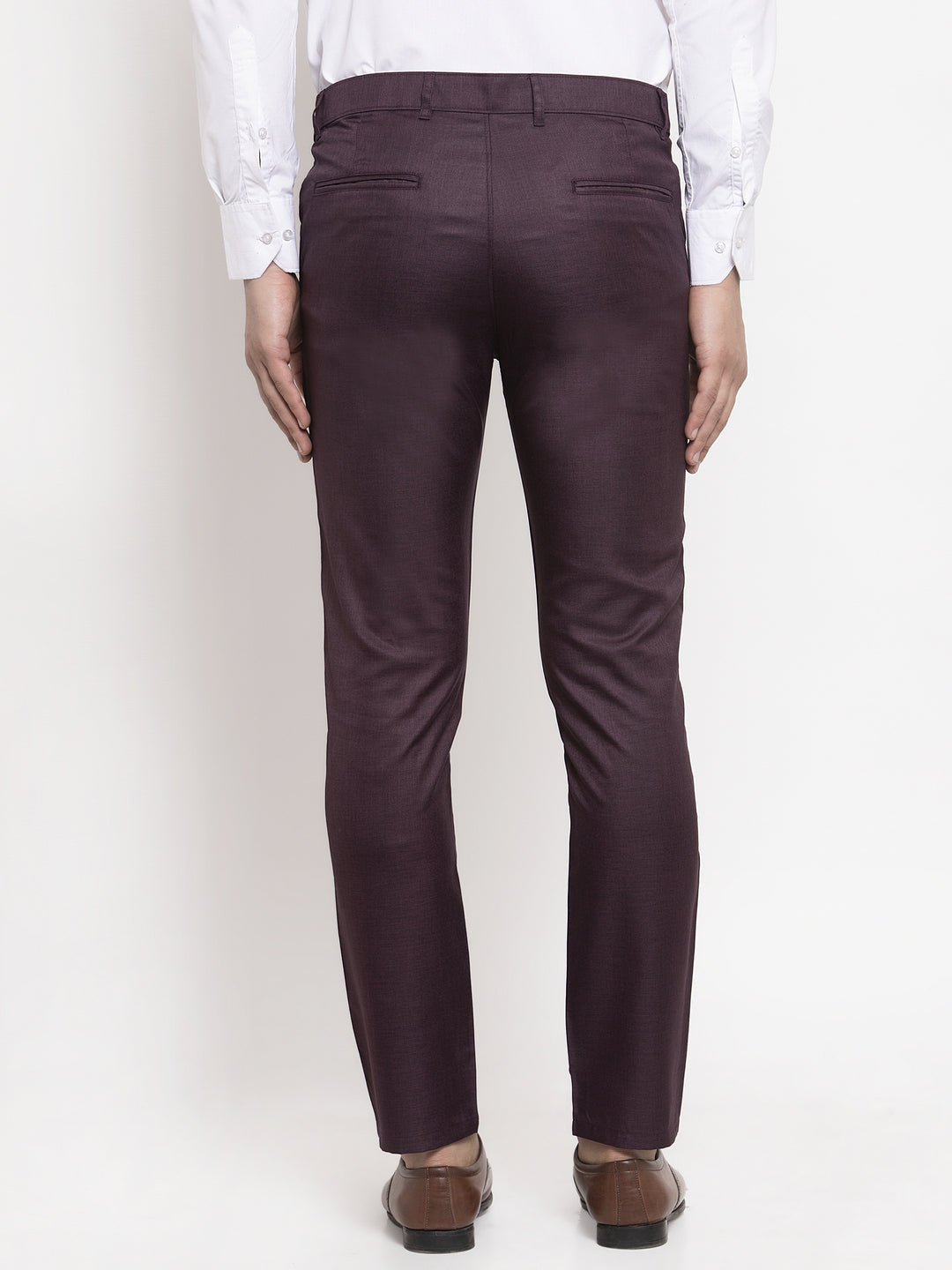 Jainish Men's Purple Cotton Solid Formal Trousers ( FGP 258Purple ) | Swadesiicart