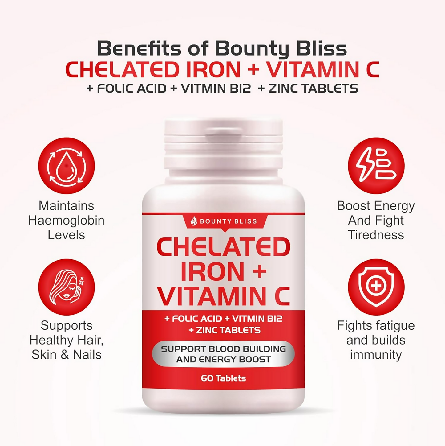 Bounty Bliss Iron Folic Acid Supplement - Vital Support for Energy and Wellness | Swadesiicart