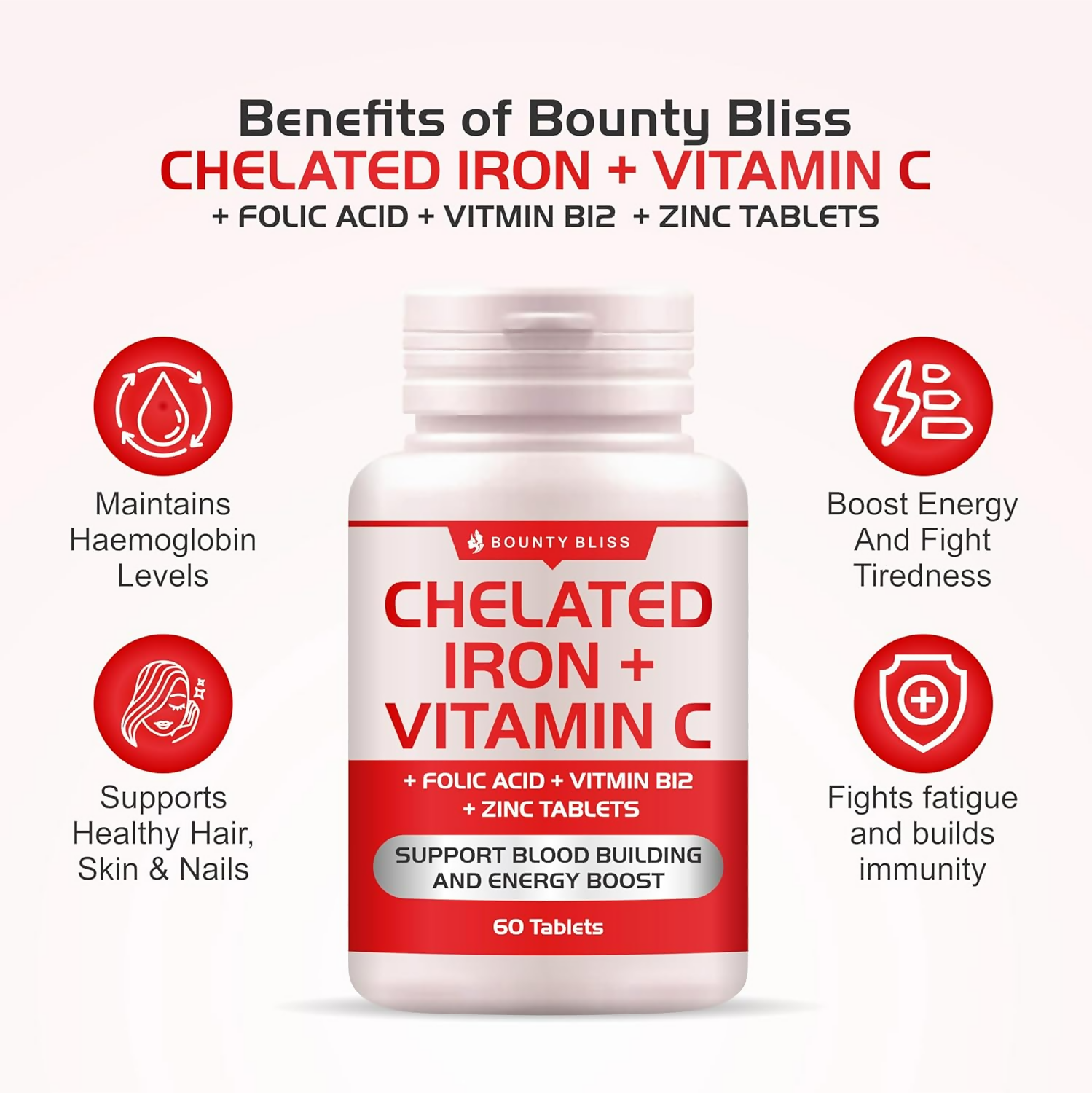 Bounty Bliss Iron Folic Acid Supplement - Vital Support for Energy and Wellness | Swadesiicart