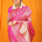 Jyoti Fashion Women's Rani Pink Kanjivaram Silk Zari Woven Saree with Blouse | Swadesiicart