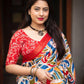 Red Cotton Crepe Batik Print Saree with Unstitched Blouse - Hiral Fashion | Swadesiicart