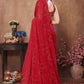 Aafreen Partywear Designer Red Rangoli Silk Fancy Saree