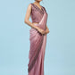 Purple Ombre Satin Georgette Plain Ready to wear Saree with stitched Blouse - Vrinda | Swadesiicart