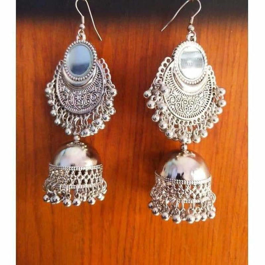 MS Fashion India Latest Designer Oxidized Silver Jhumka Half Moon Earrings | Swadesiicart