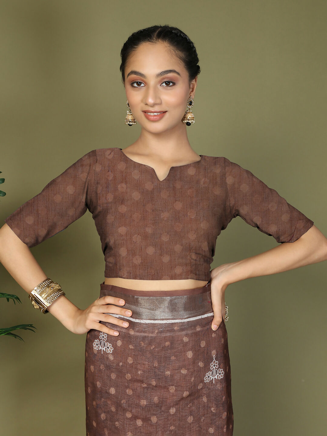 Shree Shyam Fashion Cotton Brown Saree