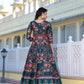 Partywear Designer Green Dola Silk Anarkali suit with Dupatta - Suzen - Swadesiicart