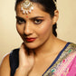 Gold-Polished White Kundan-Studded Pearl Beaded Matha Patti - Ruby Raang | Swadesiicart