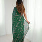 Lorenvalley Fashion Green Solo Georgette Superb Finishing Foils Print & Fancy Zalar Lace in Border Saree with Blouse - Swadesiicart