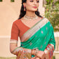 Anaita Olive Silk Saree With Blouse Piece