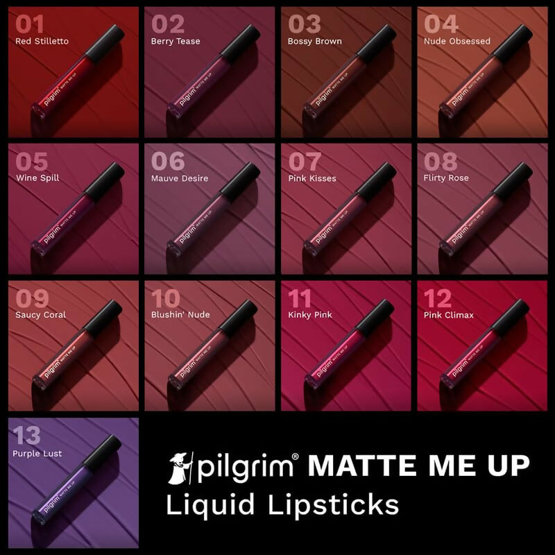 Pilgrim Liquid Matte Lipstick with Hyaluronic Acid - The Red Stiletto - Swadesiicart