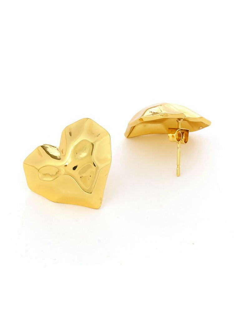 Golden Heart Studs - Ruby Raang | Swadesiicart