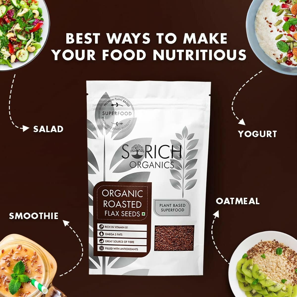 Sorich Organics Roasted Flax Seeds - Swadesiicart