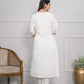 White Viscose Silk Embroidery with Thread and sequence Stitched Suit With Dupatta - Tanisha | Swadesiicart