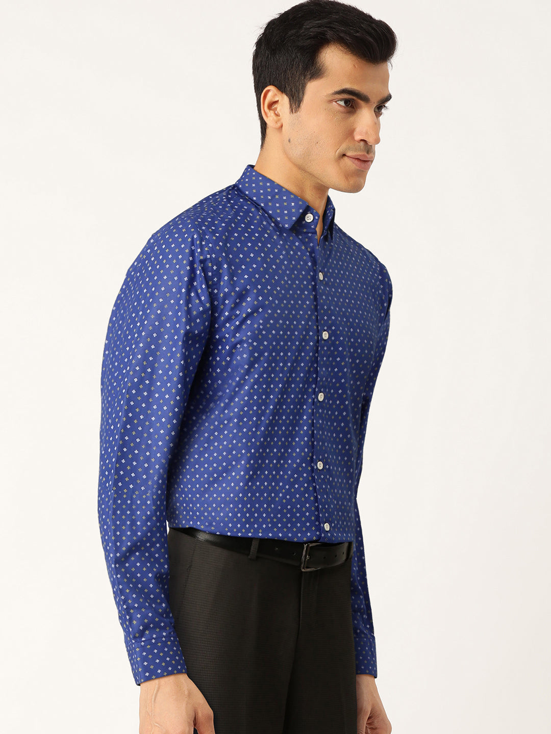 Jainish Blue Men's Cotton Printed Formal Shirts ( SF 716Blue ) | Swadesiicart