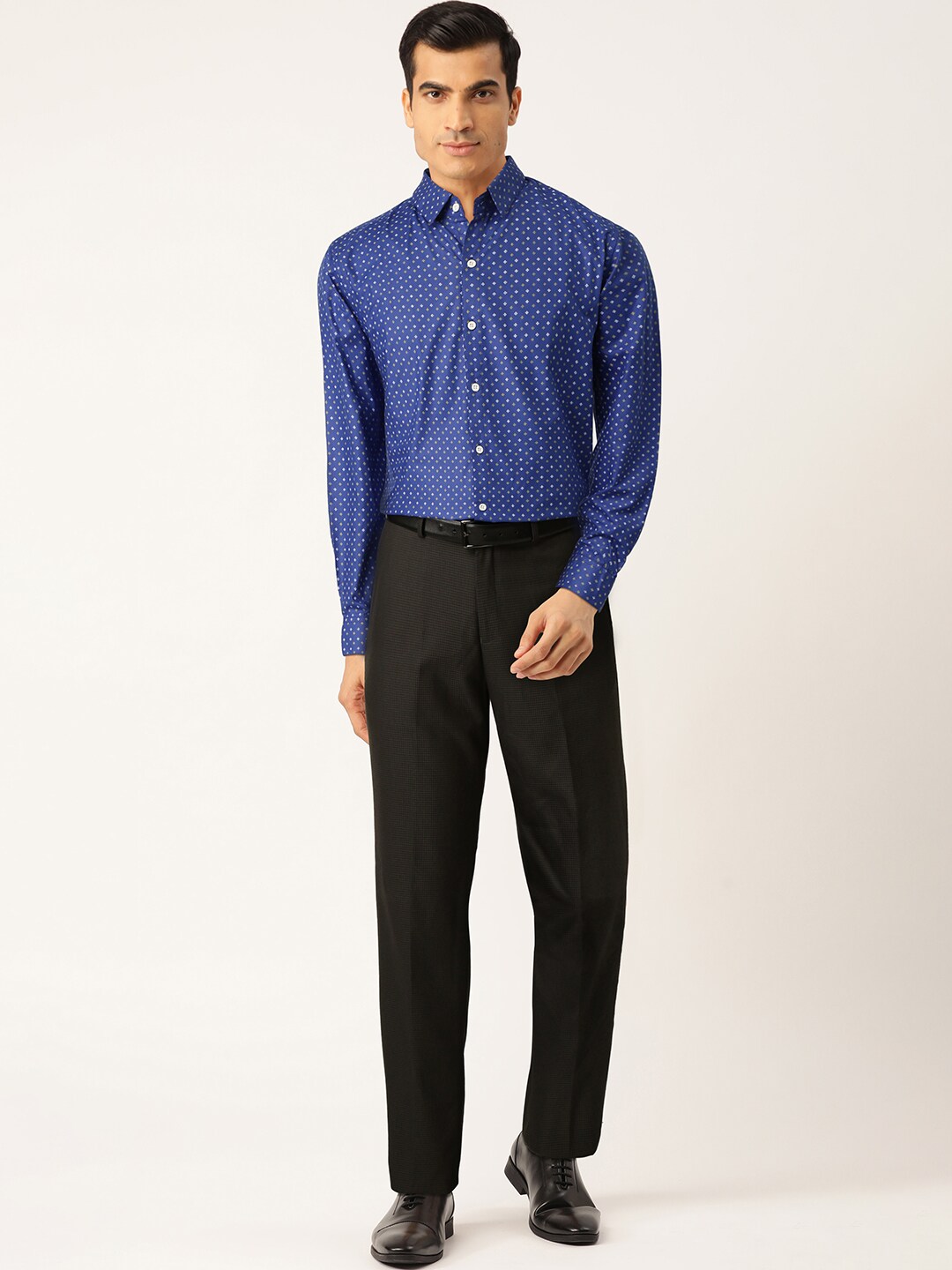 Jainish Blue Men's Cotton Printed Formal Shirts ( SF 716Blue ) | Swadesiicart