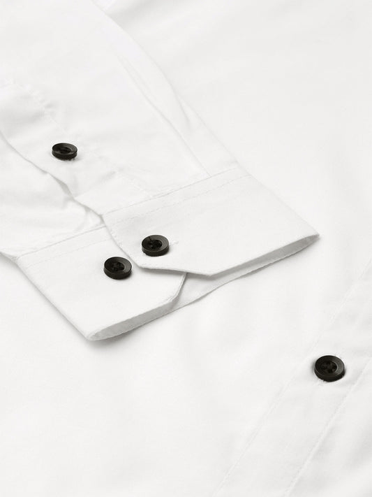 Jainish White Men's Cotton Solid Mandarin Collar Formal Shirts ( SF 726White ) | Swadesiicart