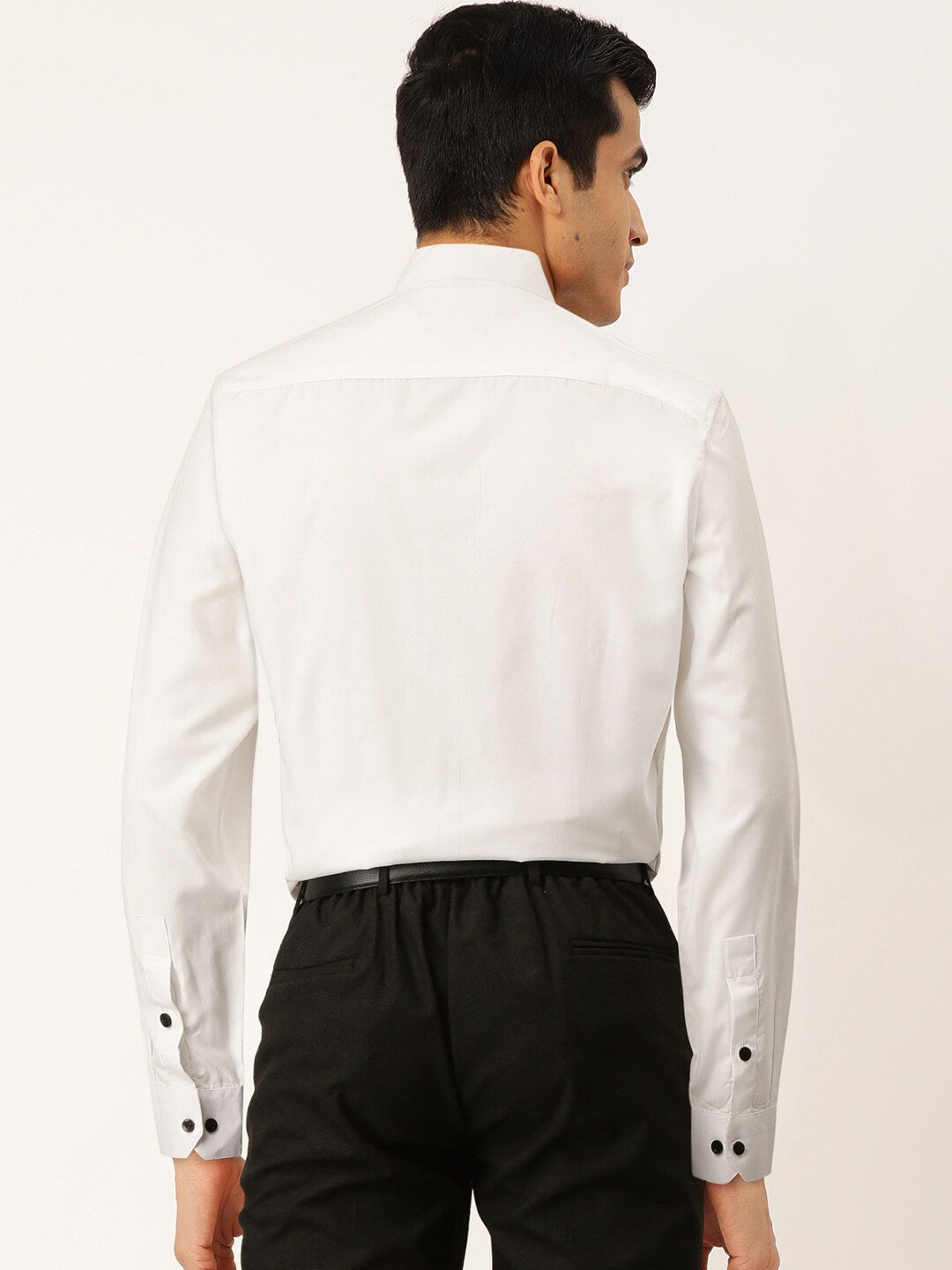 Jainish White Men's Cotton Solid Mandarin Collar Formal Shirts ( SF 726White ) | Swadesiicart