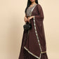 Brown Georgette Embroidered Lehenga choli with Dupatta - Dhara | Swadesiicart