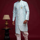 Raivat Ethnic Banarasi Jacquard Embroidery Semi Indo Western Sherwani In Sky Blue Colour | Swadesiicart