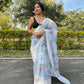 Vamsee White Organza Saree - Swadesiicart