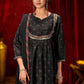 BulBul Black Ajrakh Print Chanderi Silk Kurta Set with Dupatta - Swadesiicart
