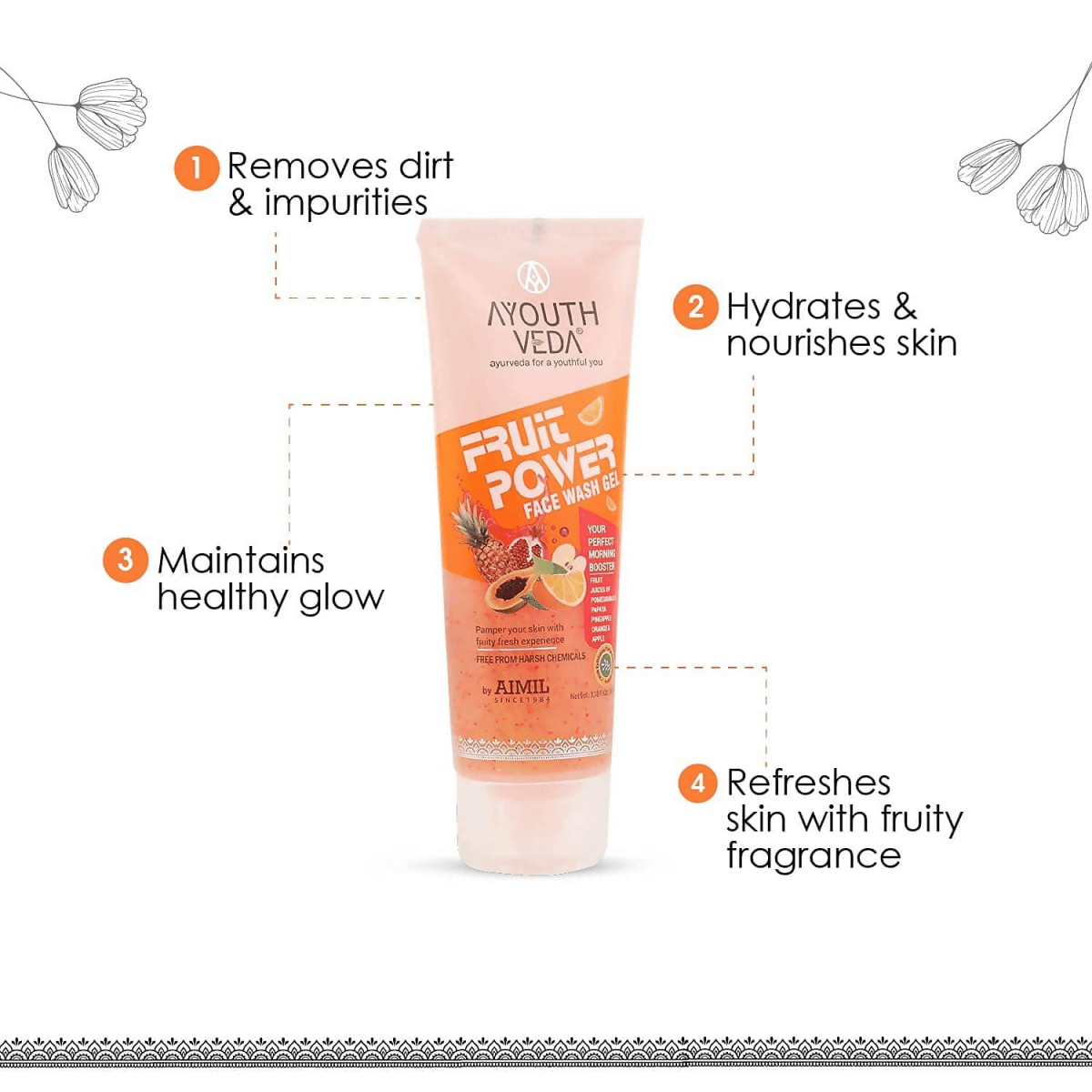 Ayouthveda Fruit Power Face Wash Gel - Swadesiicart