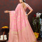 Lorenvalley Fashion Pink Cotton Woven Design with Zari Weaving Design Saree - Swadesiicart
