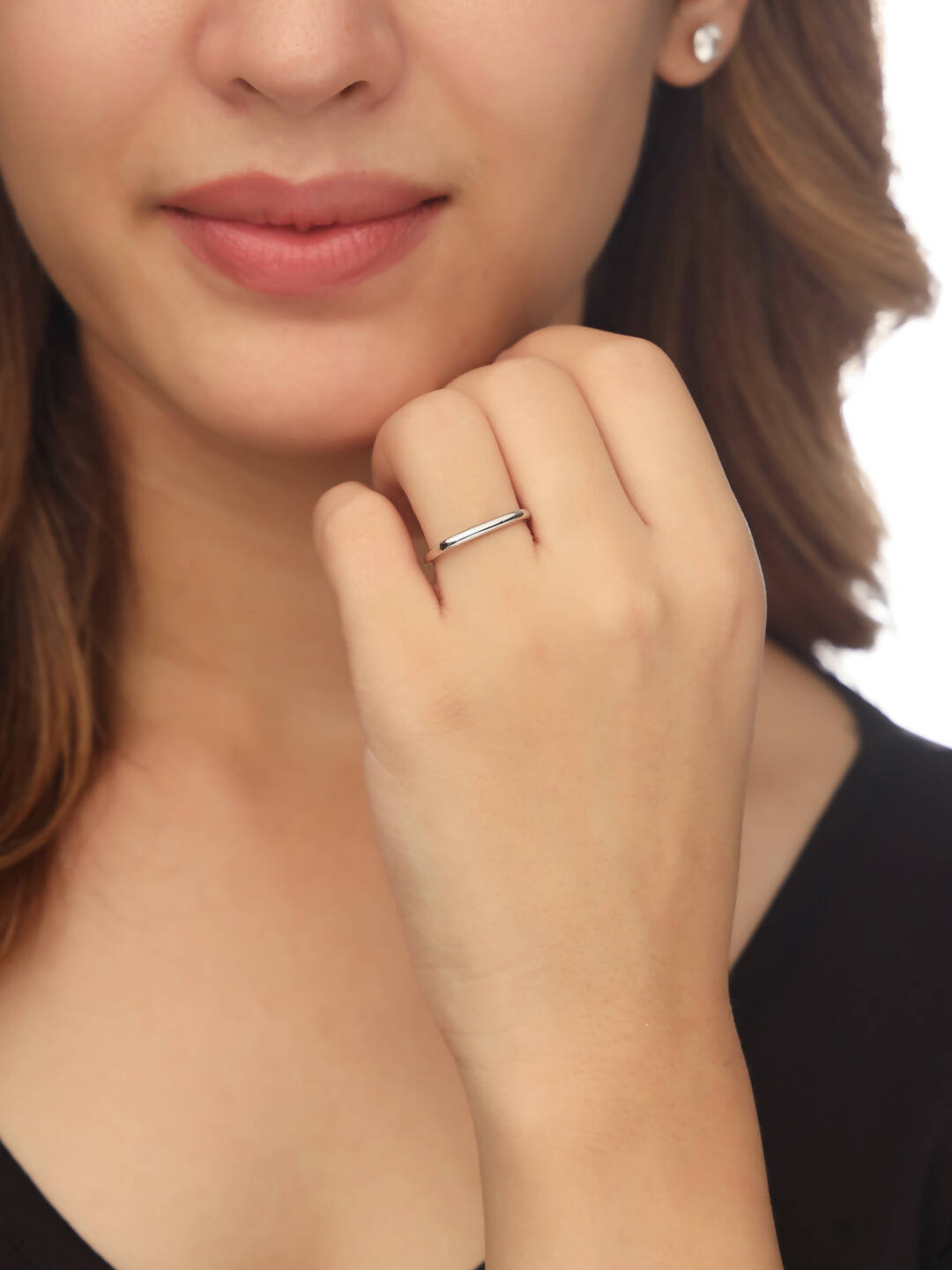 NVR Women's Silver-Plated Rectangular Stylish Ring - Swadesiicart