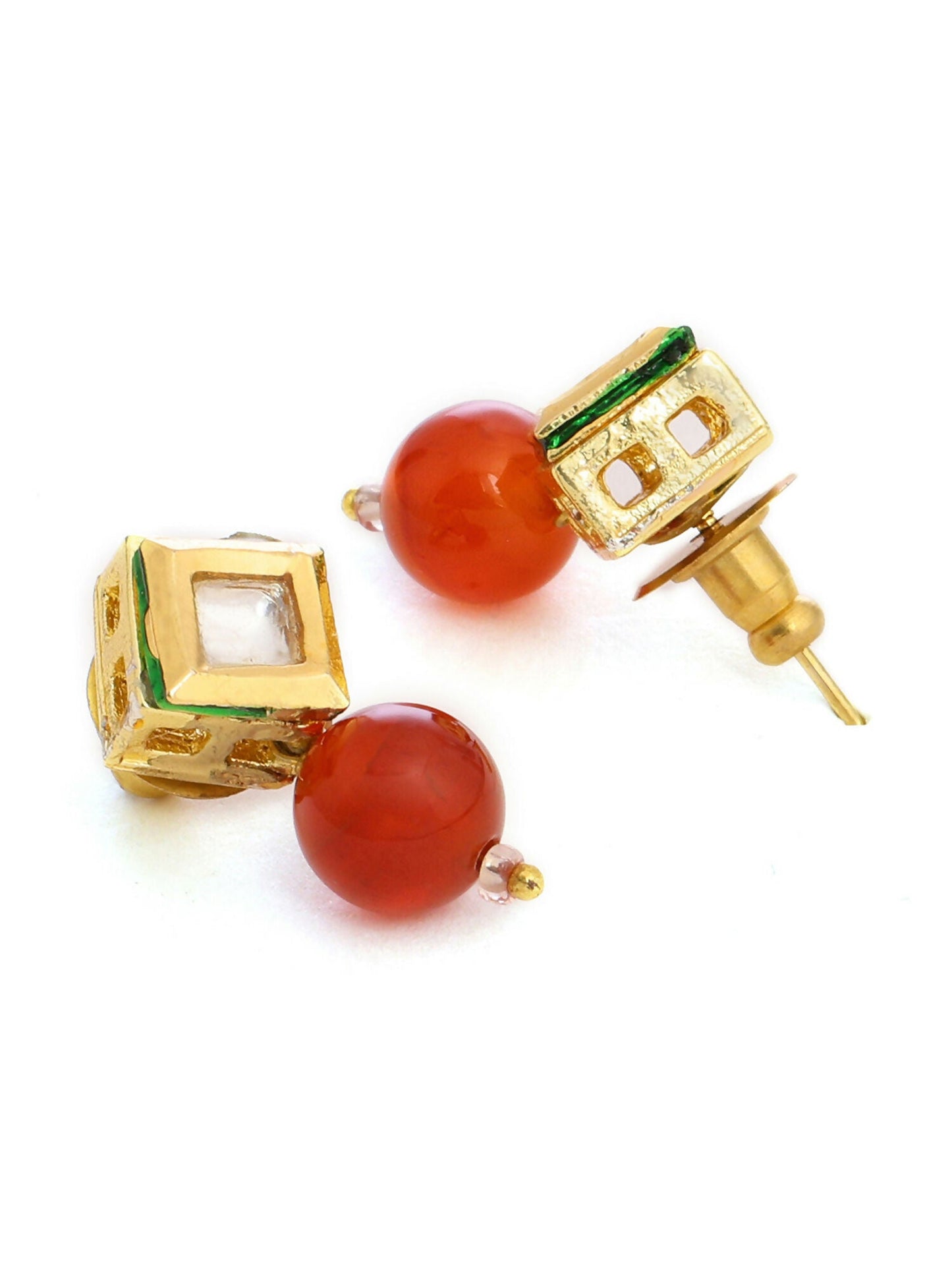 Ruby Raang Red Carnelian Kundan Studs | Swadesiicart