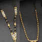 NVR Women's Set of 2 Gold-Polished Black Beaded Mangalsutra | Swadesiicart