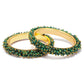 Mominos Fashion Joharkamal Gold-Polished Green Beads Work Bangles - Mominos Fashion