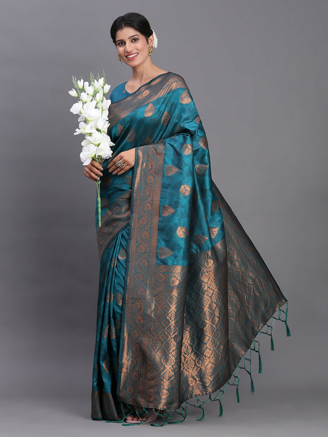 Shree Shyam Fashion Silk Teal Blue Saree