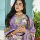 Vaasva Women's Purple Tissue Gota Embroidered Suit Set With Solid Pant And Embroidered Dupatta | Swadesiicart