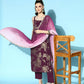 Ahalyaa Women's Wine Crepe Gold Smoke Printed Kurta Pant Set With Dupatta | Swadesiicart