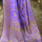 Joban Fashion Dark Lilac Crepe Chiffon Pure Handloom Banarasi Silk Saree | Swadesiicart