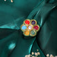 Ruby Raang Gold Polished Multi-Color Navratan Cocktail Ring | Swadesiicart