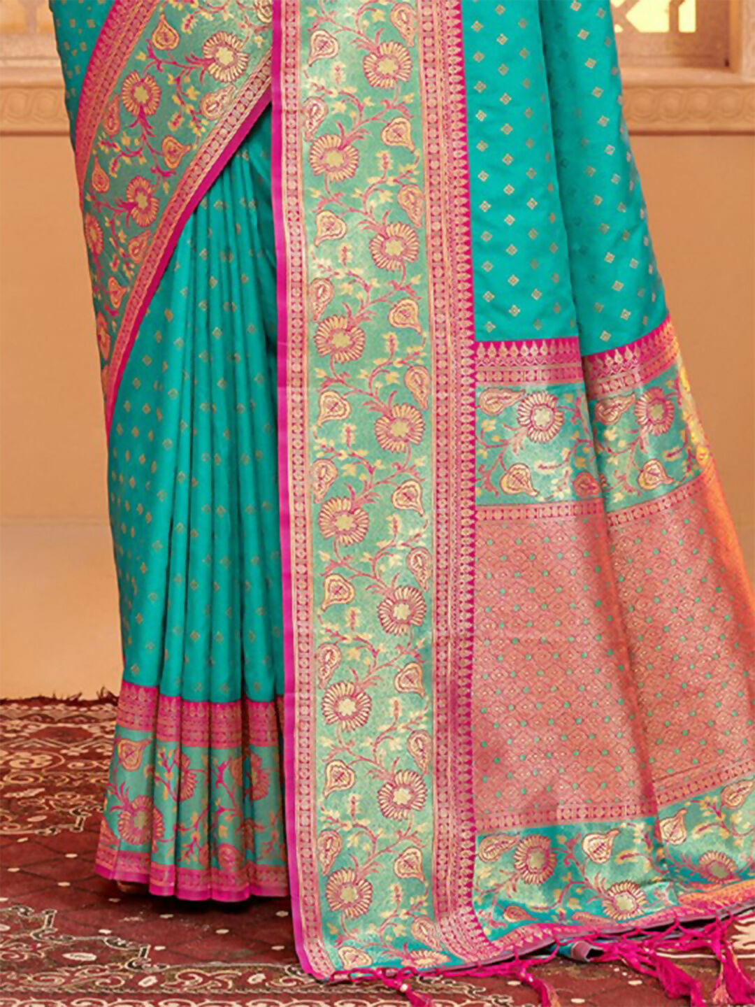 Shree Shyam Fashion Silk Blend Sea Green Saree
