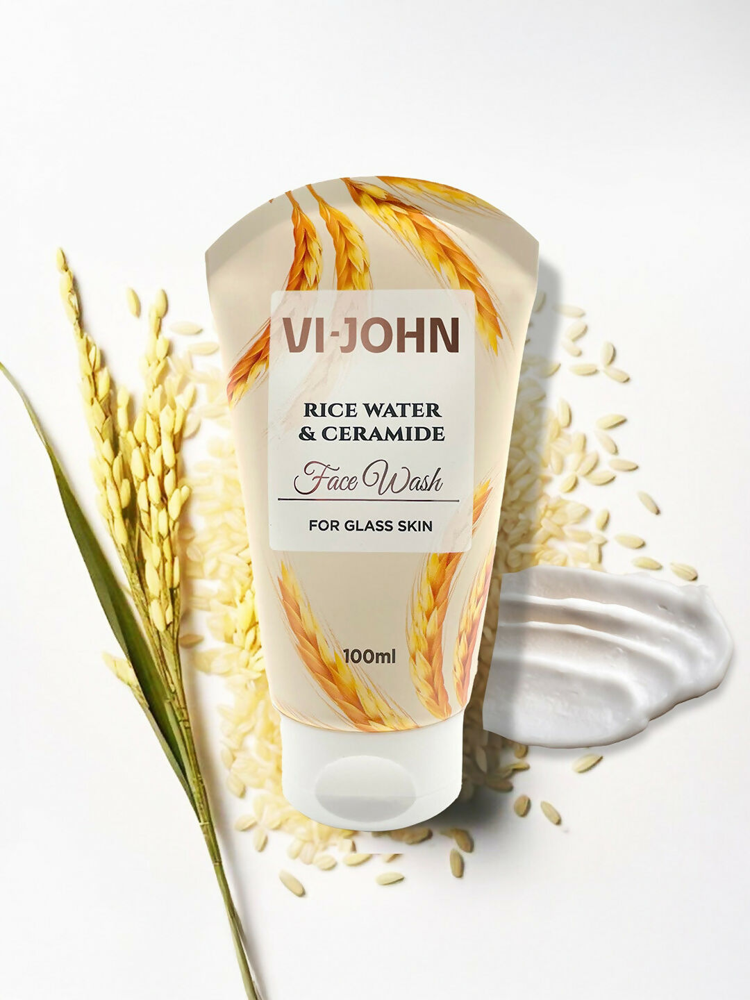 VI-JOHN Rice Water & Ceramide Face Wash For Glass Skin Deep Skin Clean | Swadesiicart