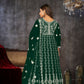 Jyoti Fashion Women's Green Net Embroidered Anarkali Kurta Pant Set With Dupatta | Swadesiicart
