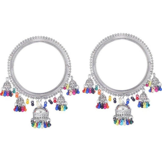 Multicolor Pearls With Small Jhumkas Hanging Bangles