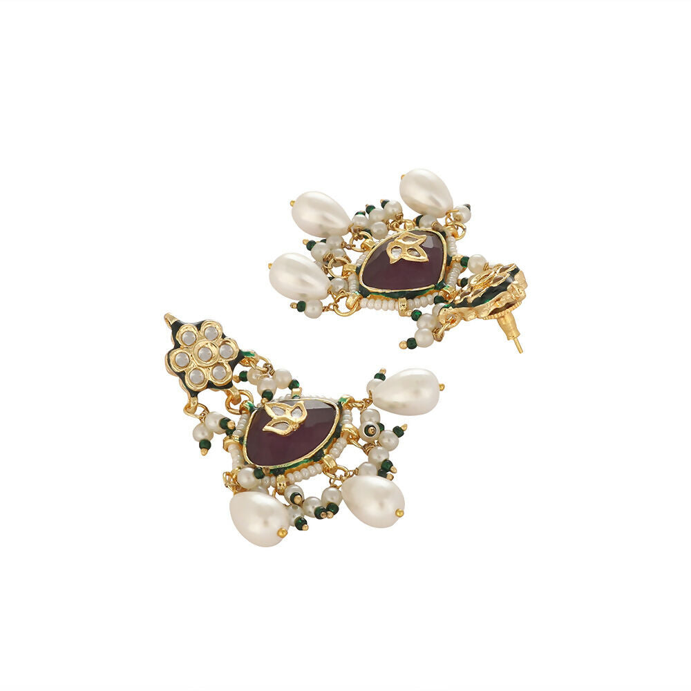 Nuyug 22K Gold Plated Ruby Grace Earrings | Swadesiicart