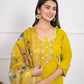 Yellow Viscose Silk Embroidery with Thread and sequence Stitched Suit With Dupatta - Tanisha | Swadesiicart