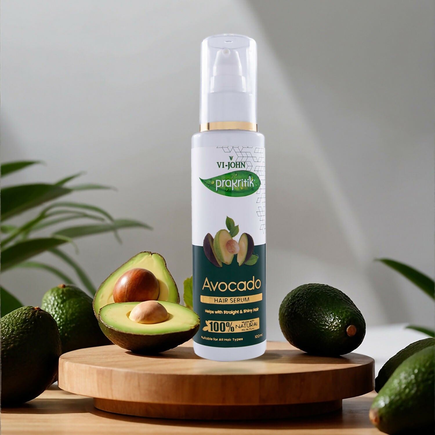 VI-JOHN Prakritik Avocado Hair serum Prevents dryness & Adds shine, 100% Natural Bio-Actives | Swadesiicart